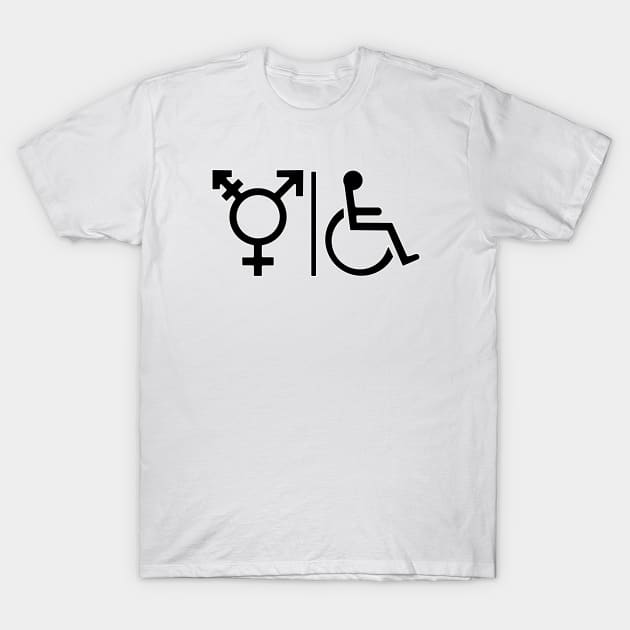 Gender Neutral and Whelchair Inclusive Bathroom Sign T-Shirt by DiegoCarvalho